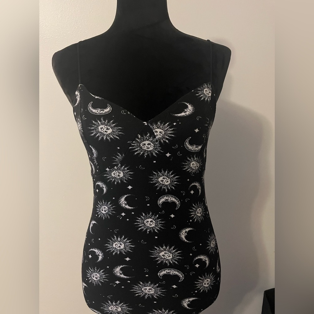 Black Celestial Pattern Bodycon Dress
